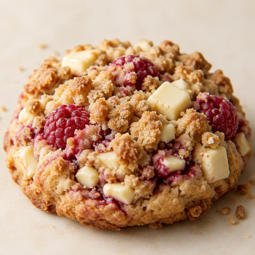 Galleta Crumble: Crumble de Chocolate Blanco y Frambuesas