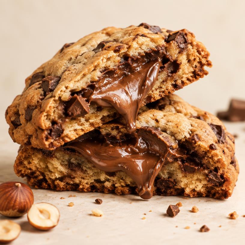 Galleta estilo Nueva York: Rellenas de Nutella y trozos de chocolate