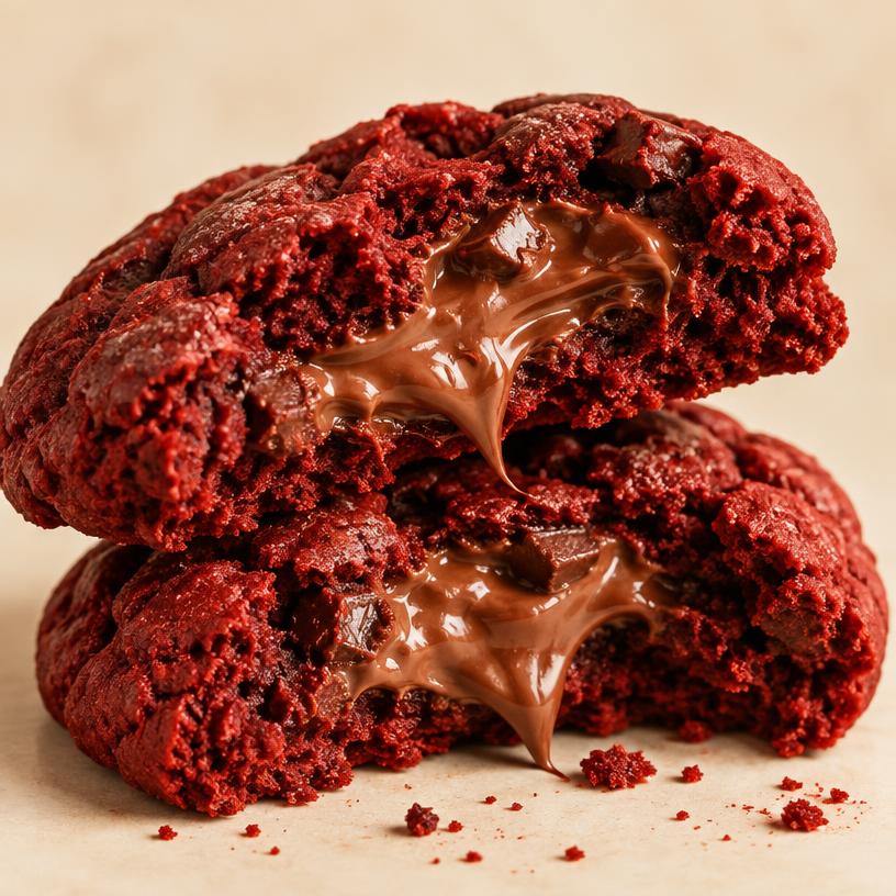 Galleta estilo Nueva York: Red Velvet rellenas de Nutella